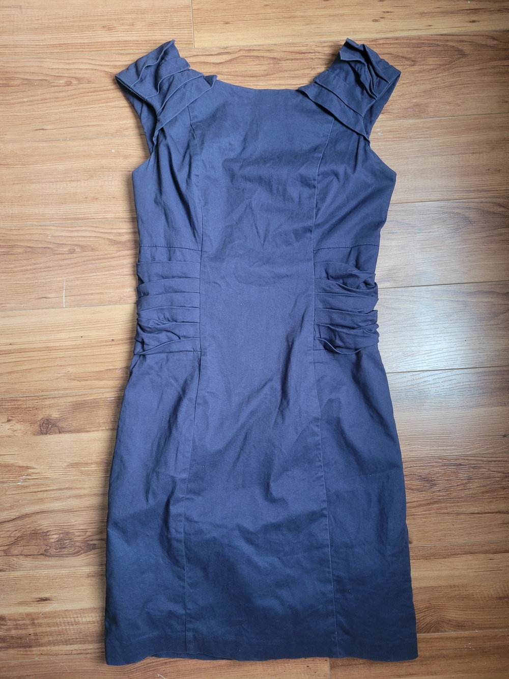 Pink Martini Navy Ruched Cap-Sleeve Midi Dress